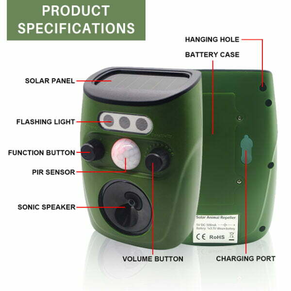 solar ultrasonic animal repeller