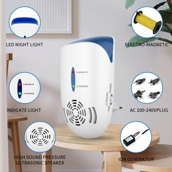 5 in 1 electronic ultrasonic electromagnetic pest repeller
