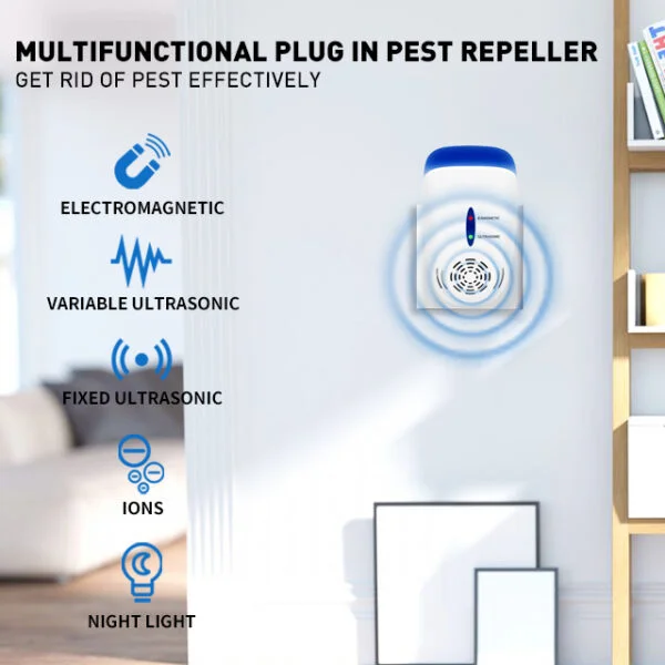 5 in 1 electronic ultrasonic electromagnetic pest repeller