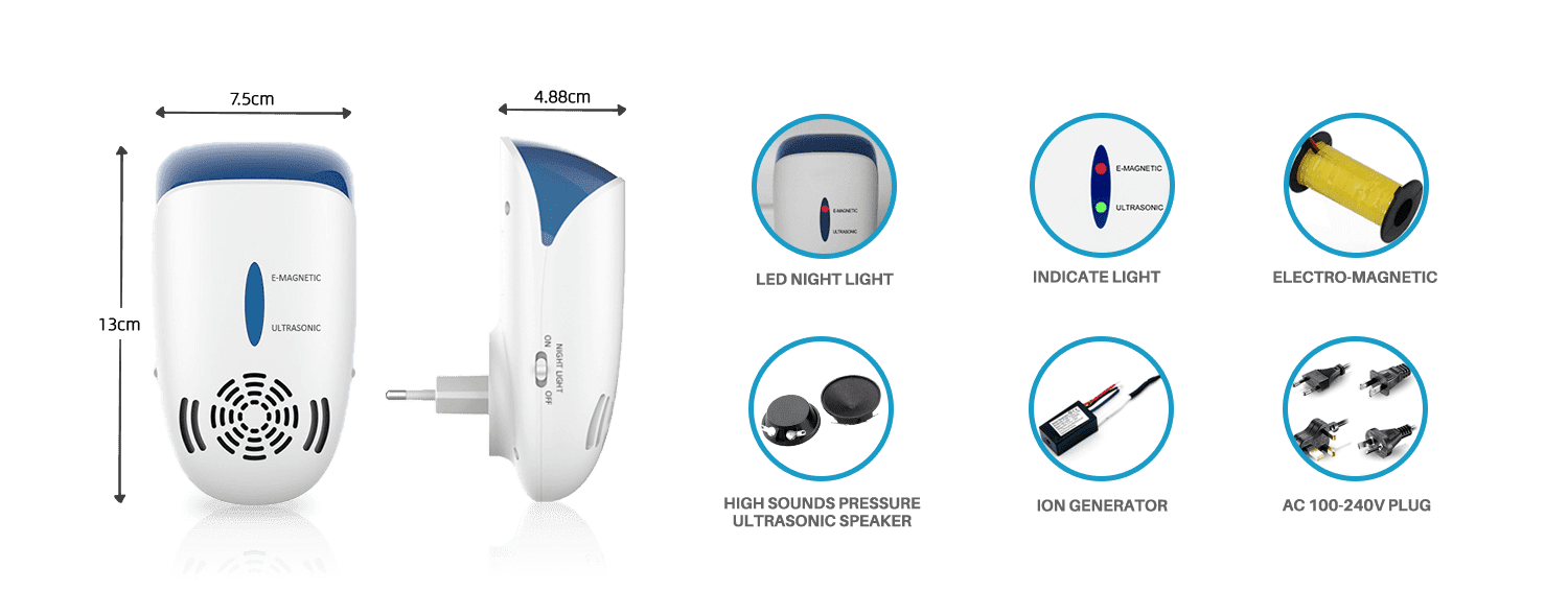 5 in 1 electronic ultrasonic electromagnetic pest repeller