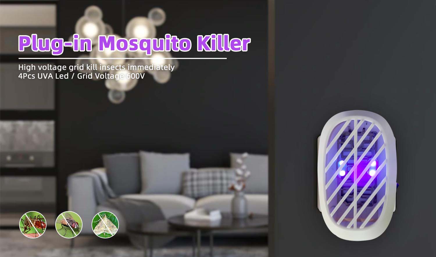 plug in uv led mosquito killer lamp