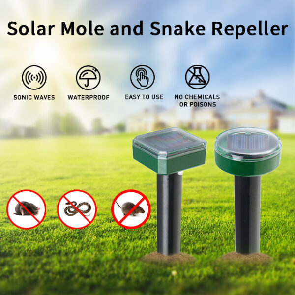 waterproof solar mole repellent stakes ultrasonic gopher repeller spikes