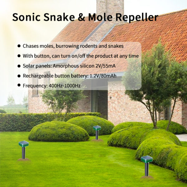 waterproof solar mole repellent stakes ultrasonic gopher repeller spikes