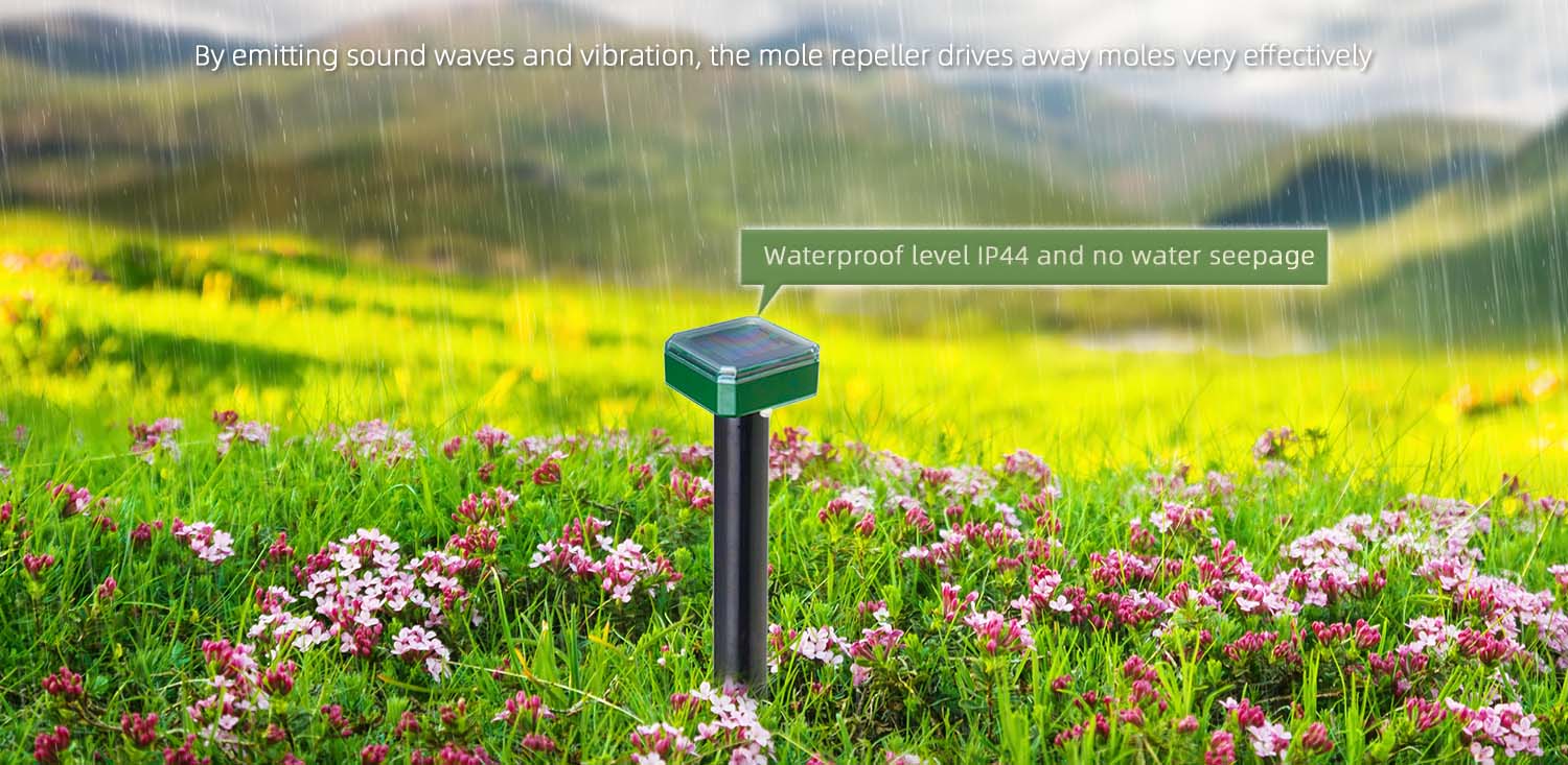 waterproof solar mole repellent stakes ultrasonic gopher repeller spikes