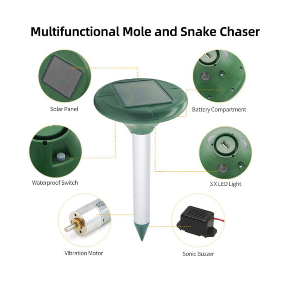 lawn garden light snake repeller solar mole chaser