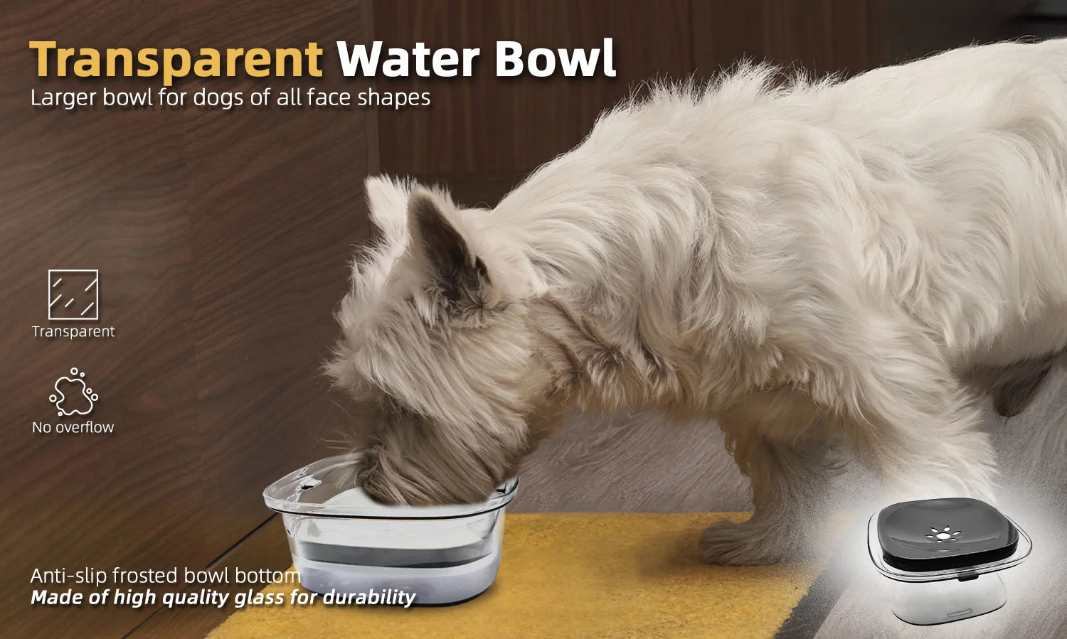 2l pet feeder spill proof dog water bowl