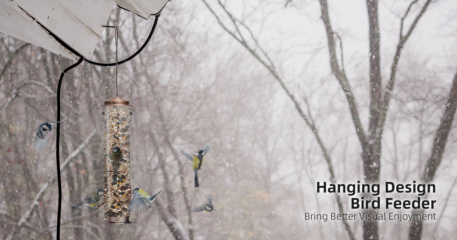 outdoors hanging metal bird feeders brushed copper wild bird feeder