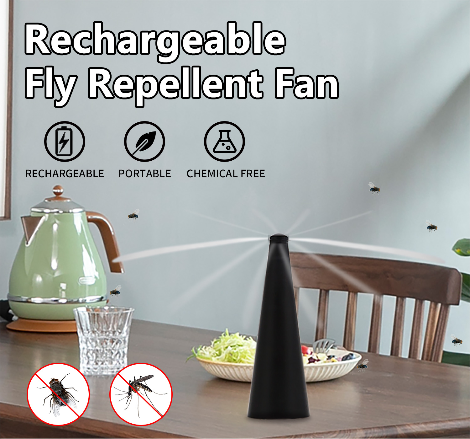 rechargeable fly repellent fan