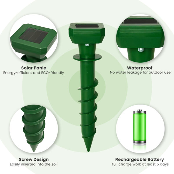 solar mole and snake repeller screw design