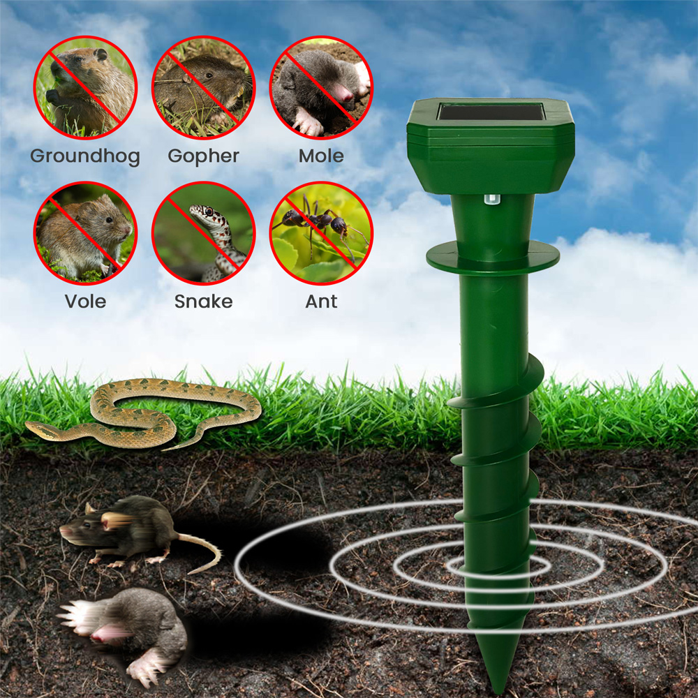solar mole and snake repeller screw design
