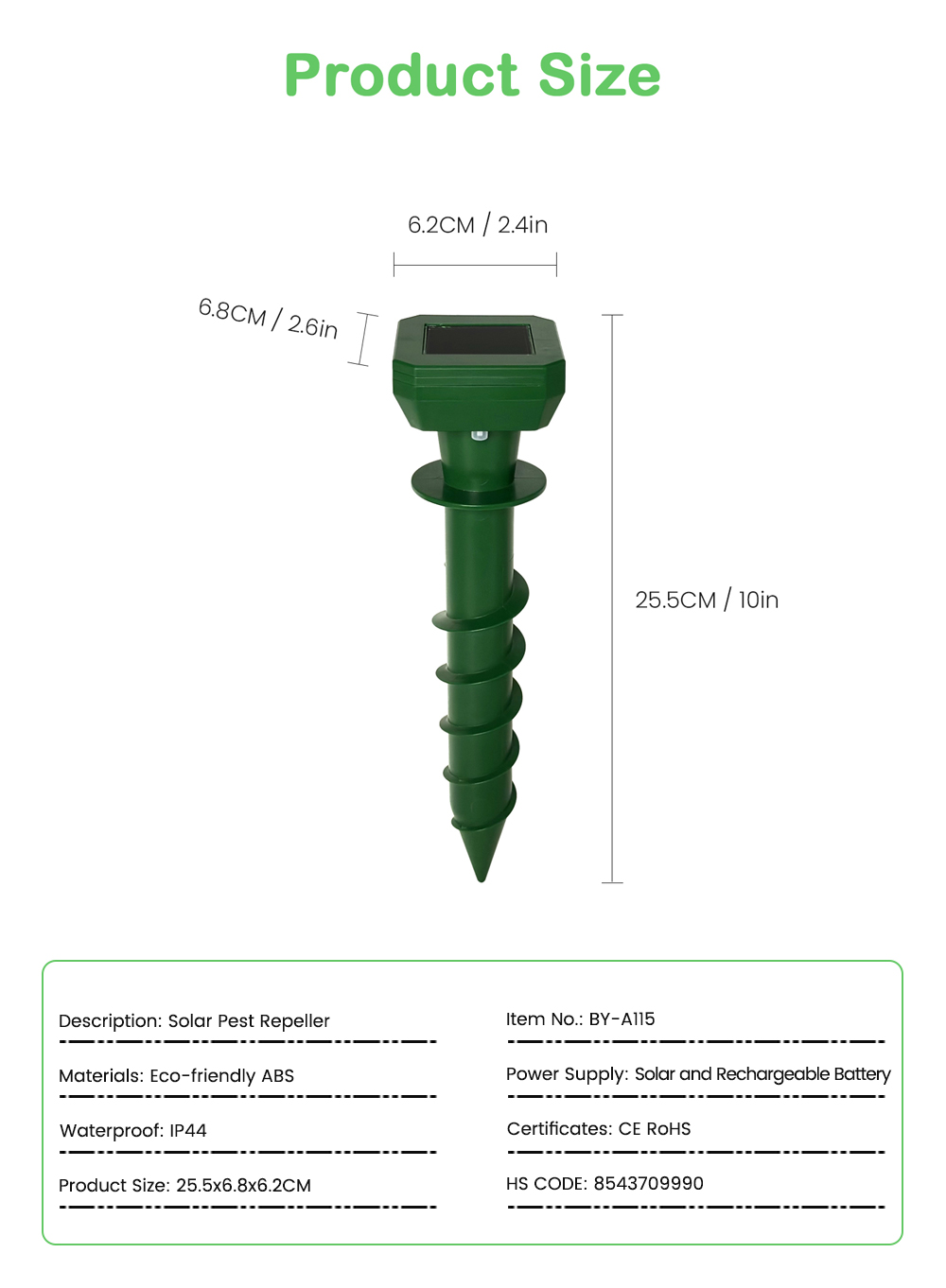 solar mole and snake repeller screw design